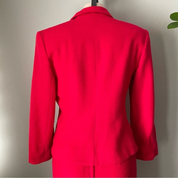 80s Vintage Julie & Leonard Suits Wool Hot Pink Blazer Jacket Skirt Suit Set - Picture 8 of 14